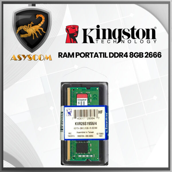 🦂 Memoria RAM⚡ PARA PORTATIL DDR4 8GB KINGSTON 2666 -Asys Computadores - AsysCom ⭐️ computadores portátiles Bogota